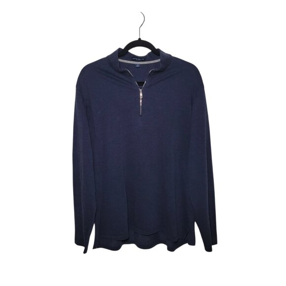 Peter Millar Mens Quarter Zip Pullover Lightweight Navy Blue XL Minimalist - Picture 3 of 10